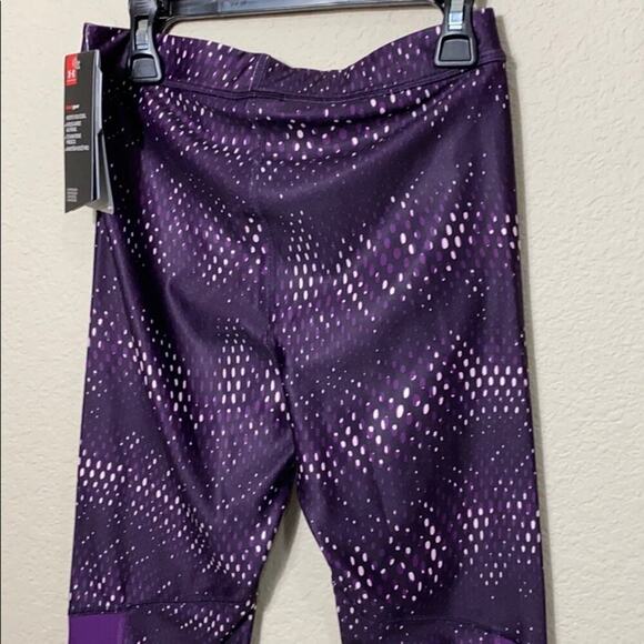 Under Armour Heatgear Compression Print Capri Pants Purple Multi Small - Picture 6 of 7